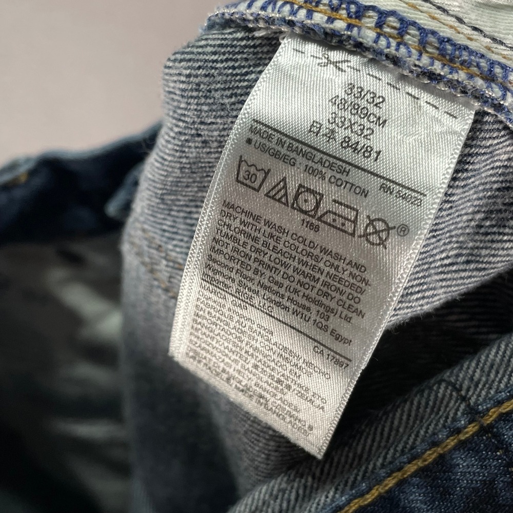 Gap 1969 Straight Leg Jeans Mens 32x32 Dark Blue Denim Classic Cotton - Picture 12 of 13